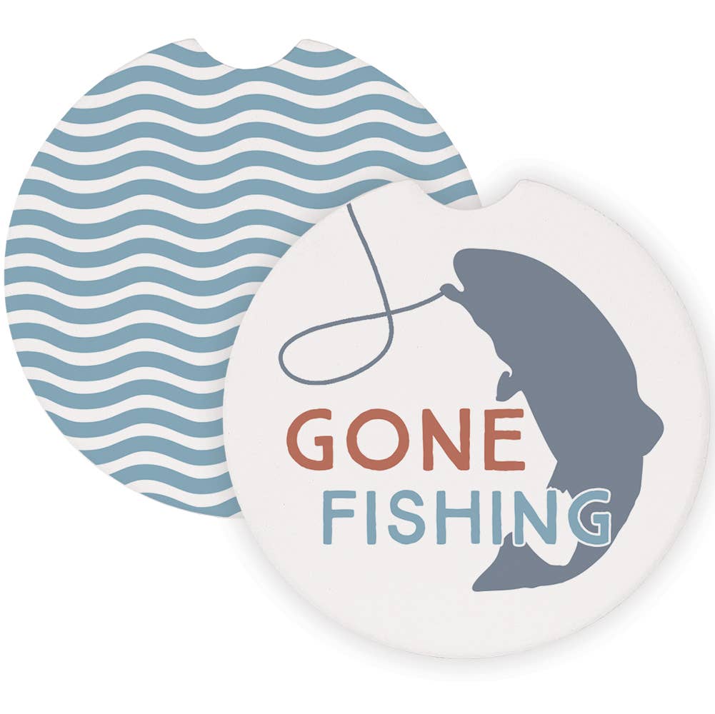 Gone Fishing Waves - Car Coasters
