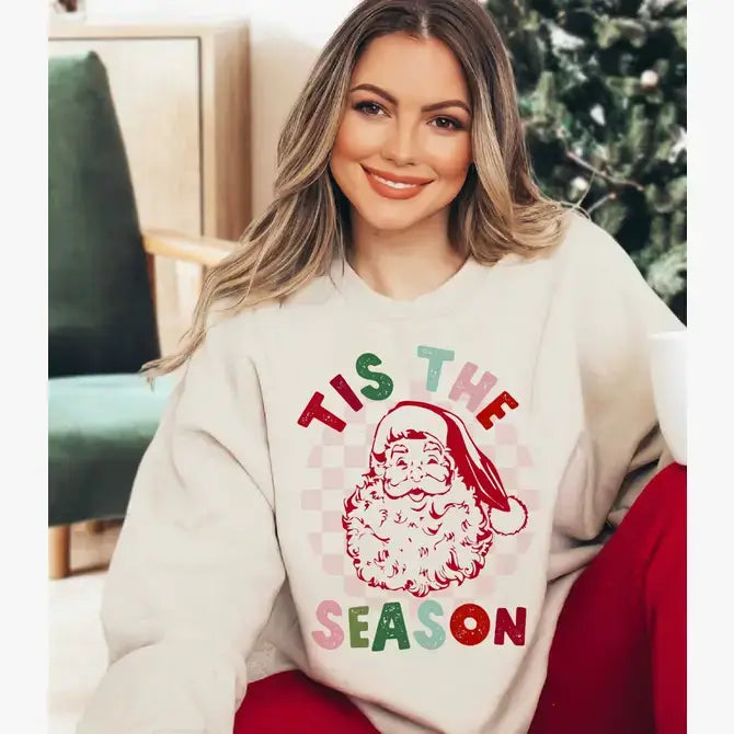 Santa Face - Tis the Season Sweatshirt on SAND - DTF PRINT