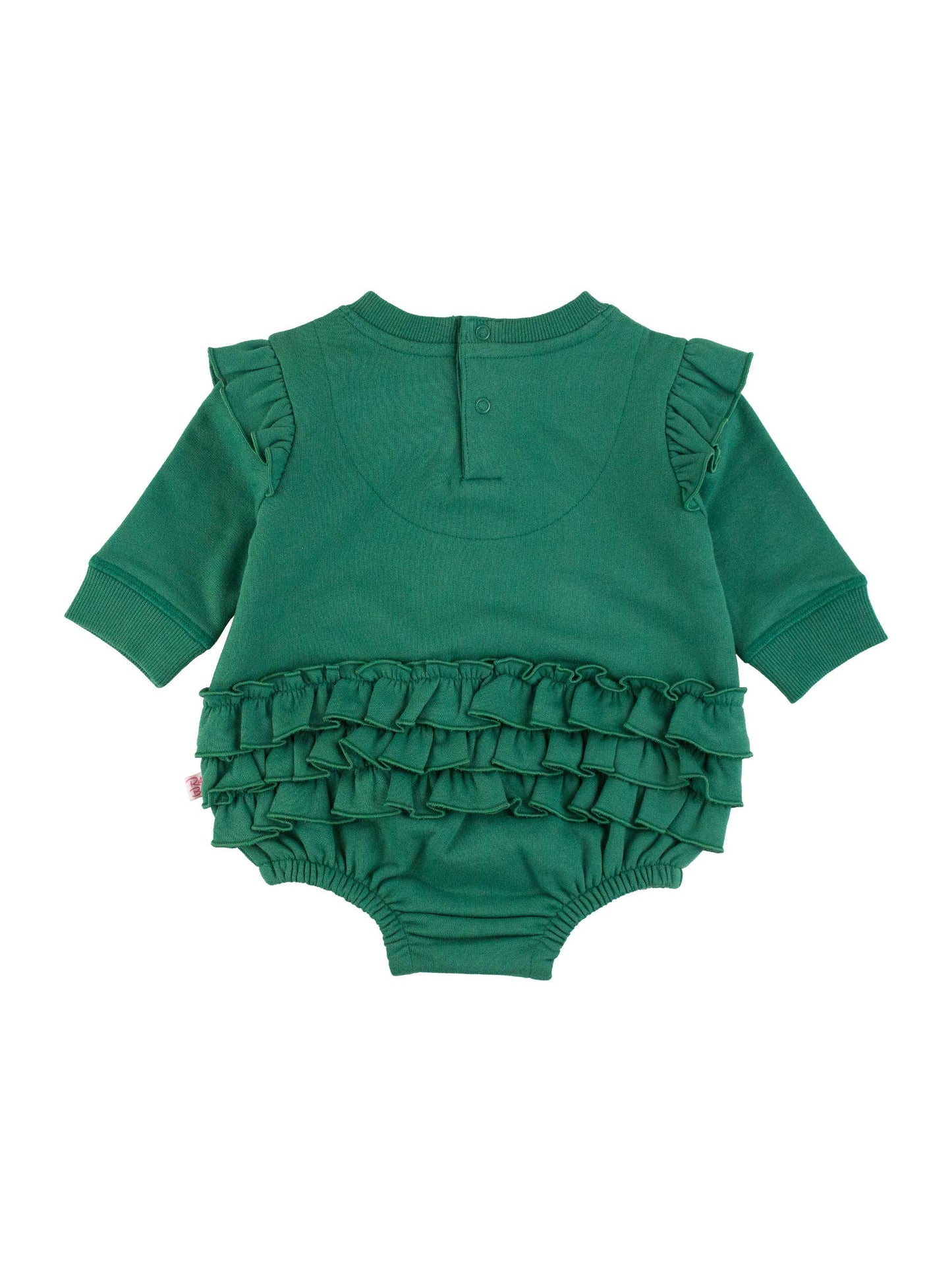 Baby Girls Fir Green Sweatshirt Bubble Romper