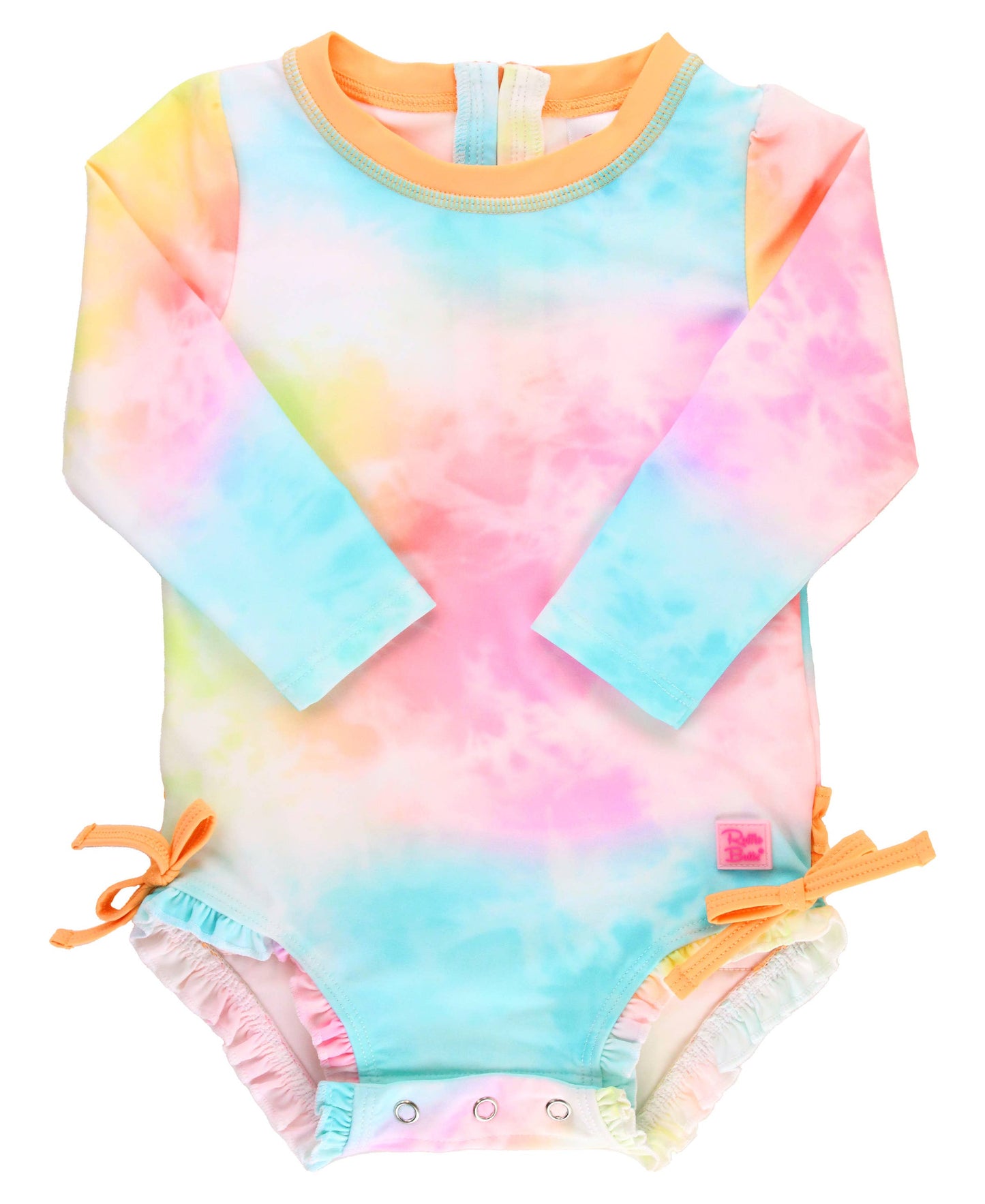 Baby Girls Rainbow Tie Dye Long Sleeve One Piece Rash Guard