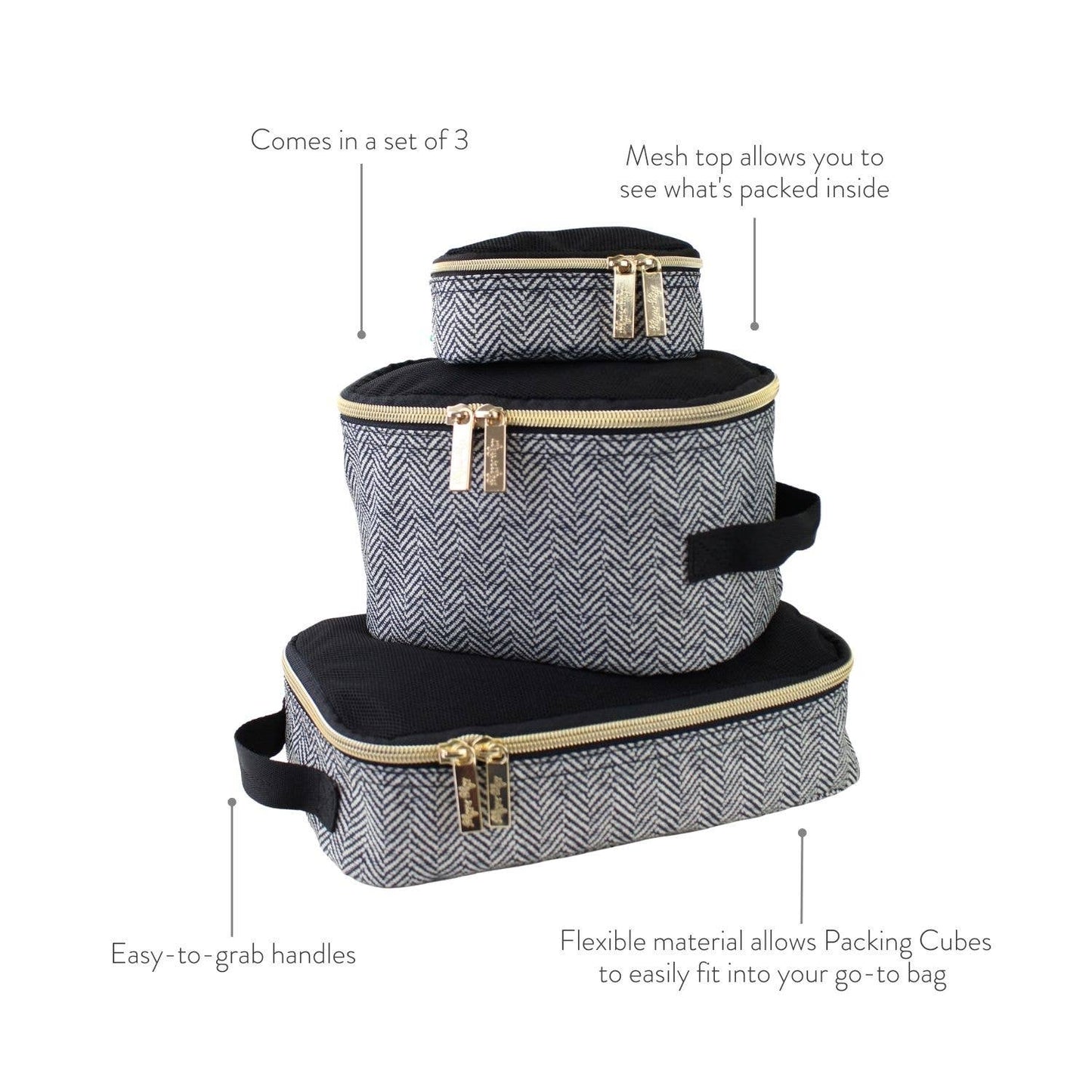 Black & Gold Pack Like a Boss Packing Cubes