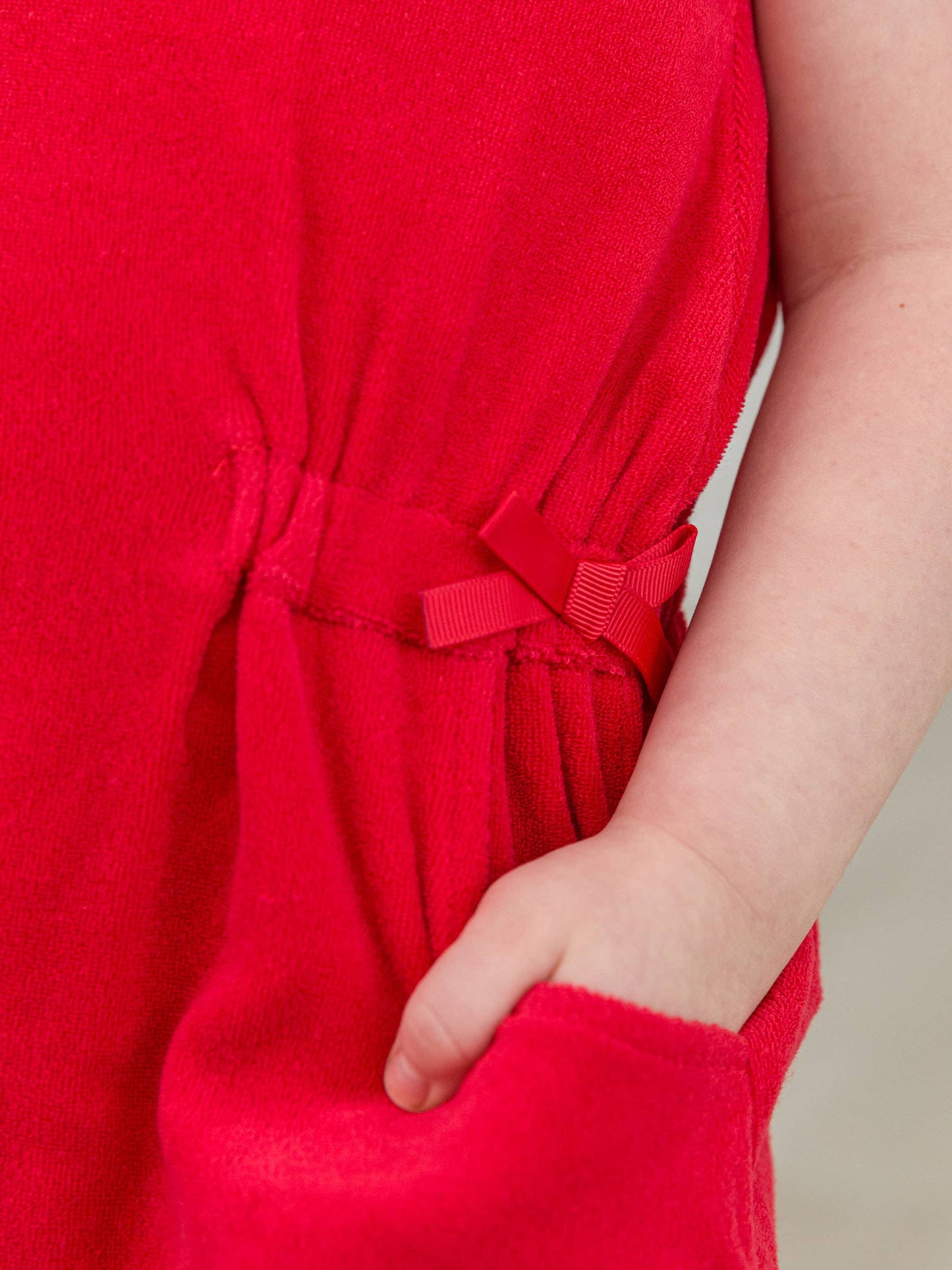 Girls Vintage Red Terry Cover-Up Romper