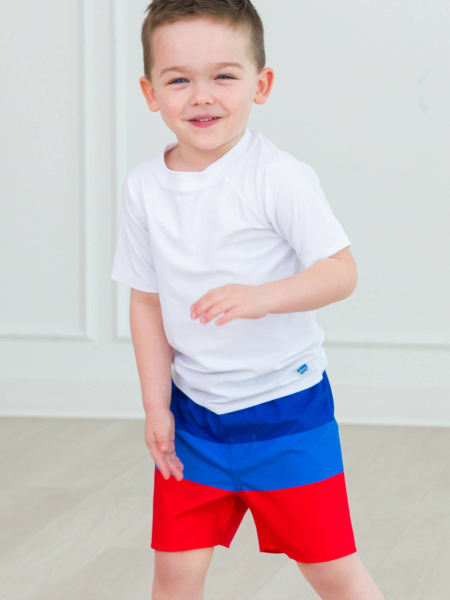 Boys Liberty Color Block Swim Trunks