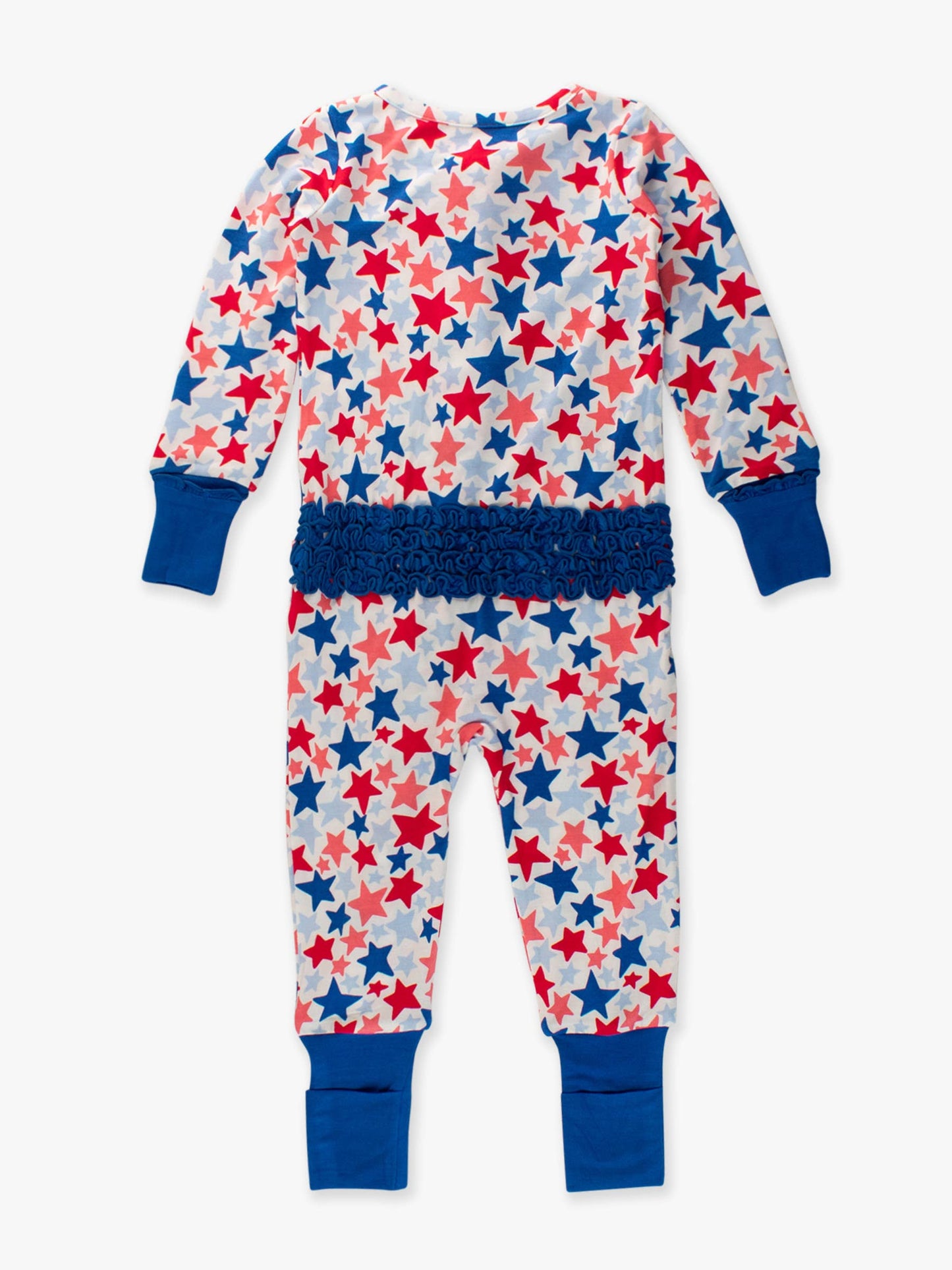 Baby Girls Star-Spangled Bamboo Viscose Convertible Ruffle One Piece Pajama