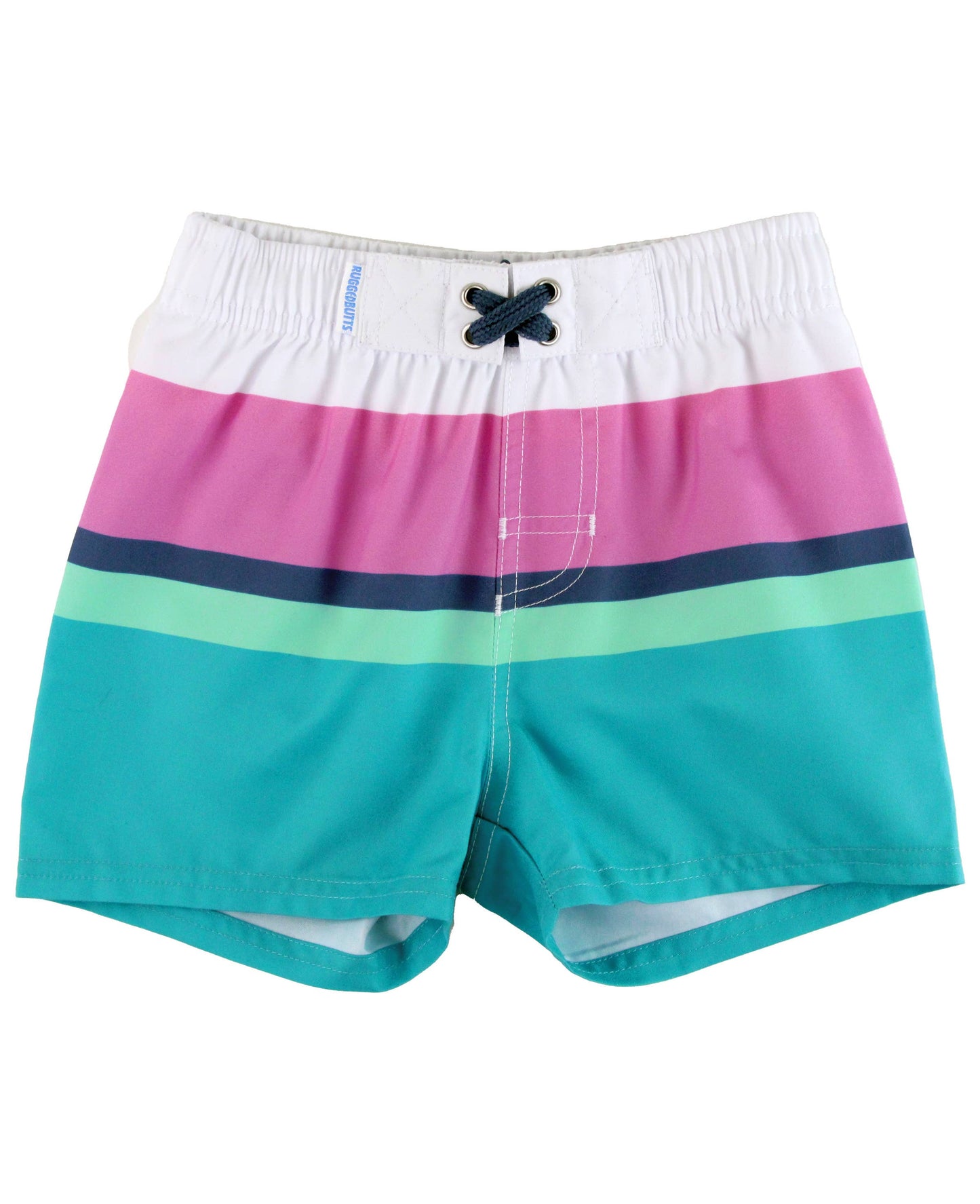 Boys Aqua Color Block Swim Trunks