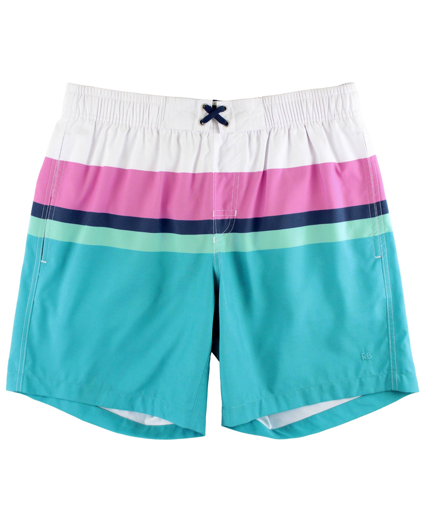 Men's Aqua Color Block Swim Trunks
