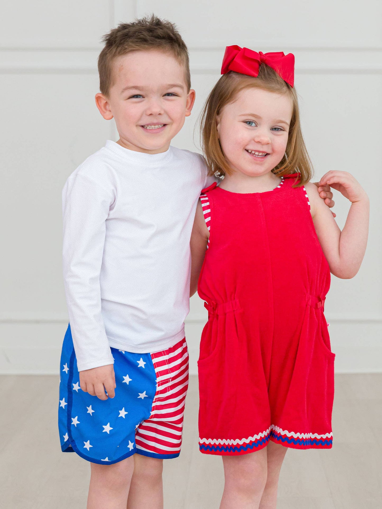 Girls Vintage Red Terry Cover-Up Romper