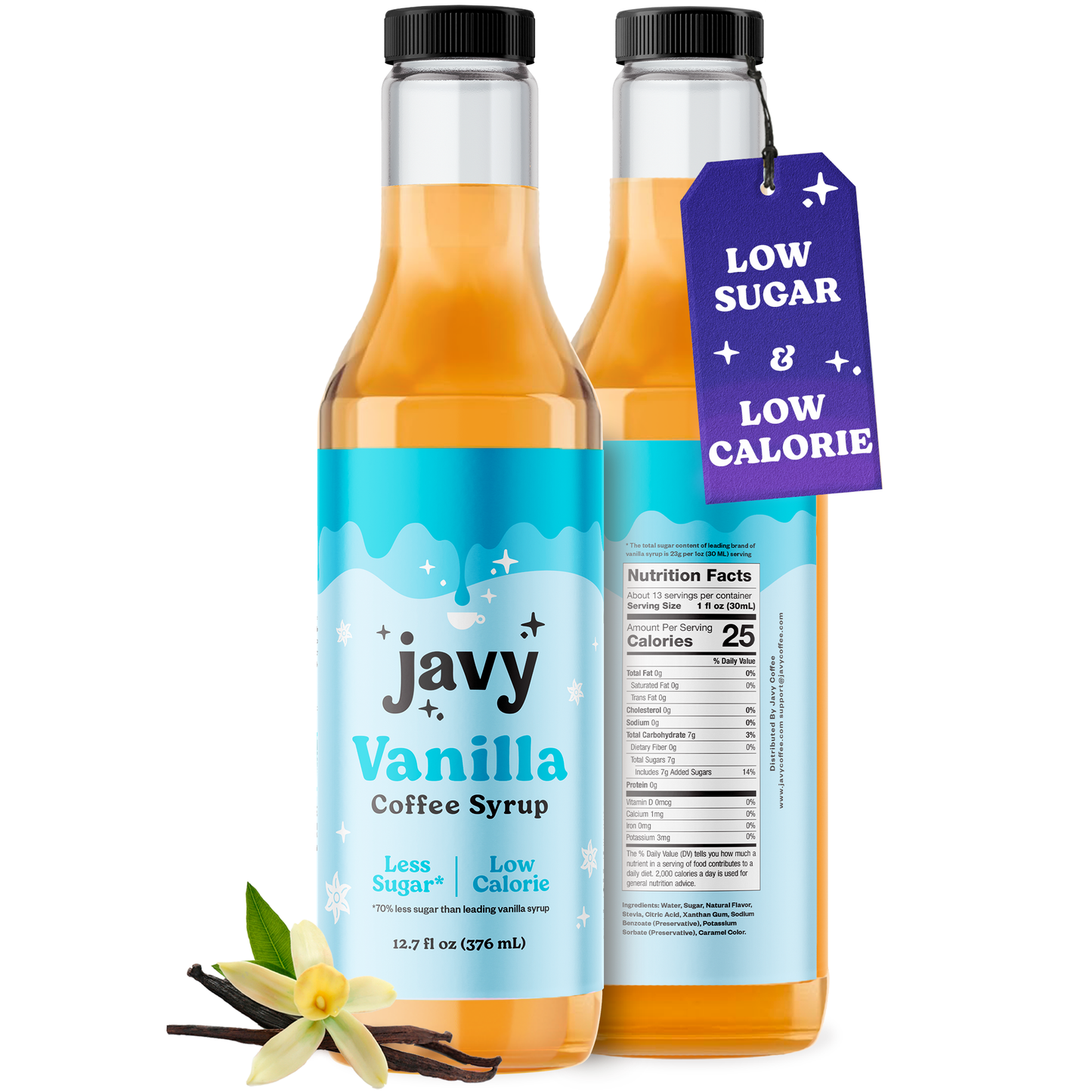 Javy Premium Vanilla Coffee Syrup, Low Calorie – Low Sugar