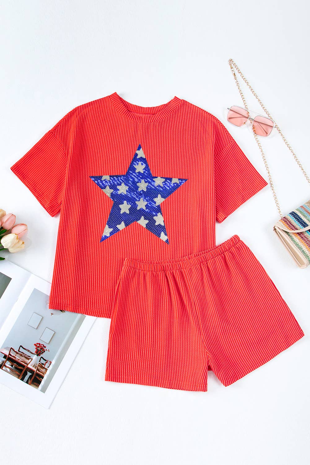 Sequined Star Corded Set