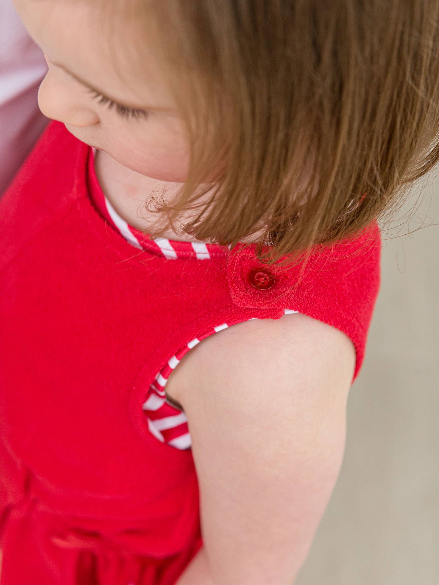 Girls Vintage Red Terry Cover-Up Romper