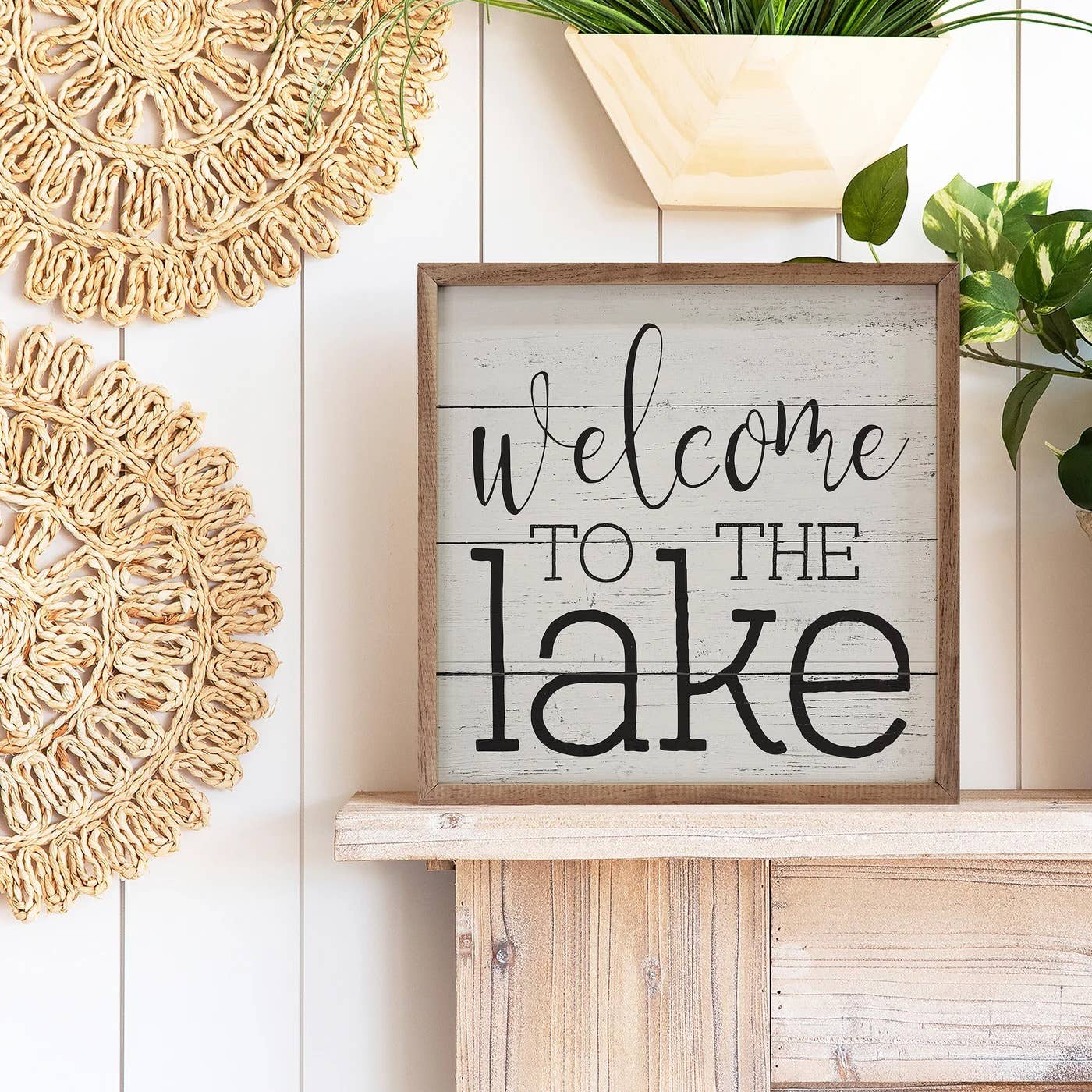 Welcome To The Lake Typewriter Whitewash