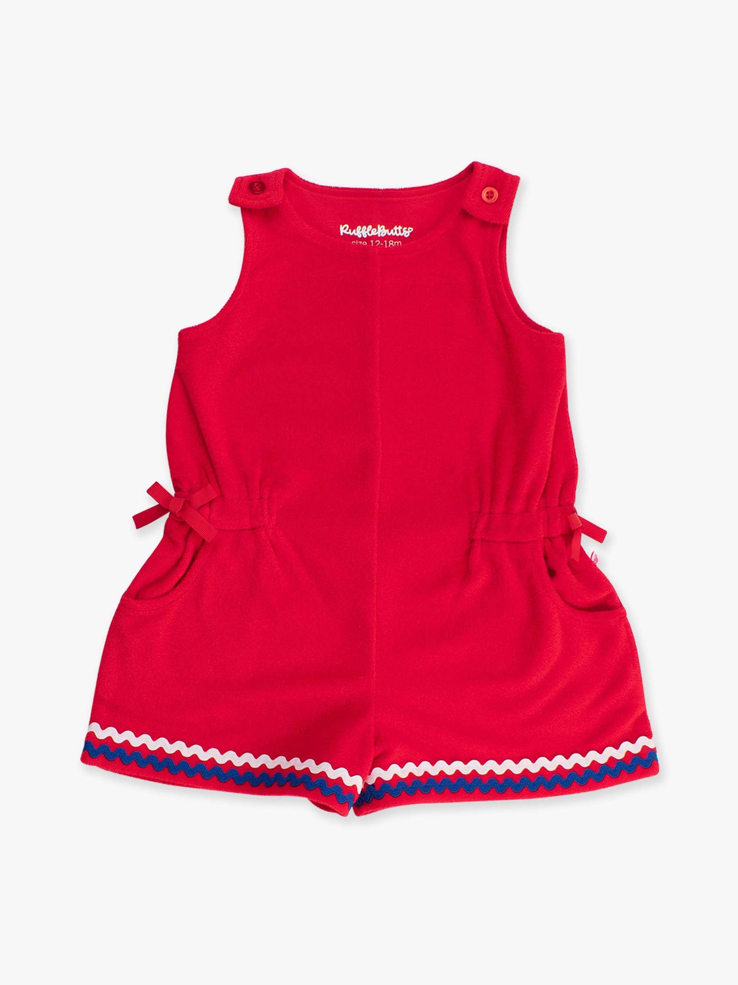 Girls Vintage Red Terry Cover-Up Romper