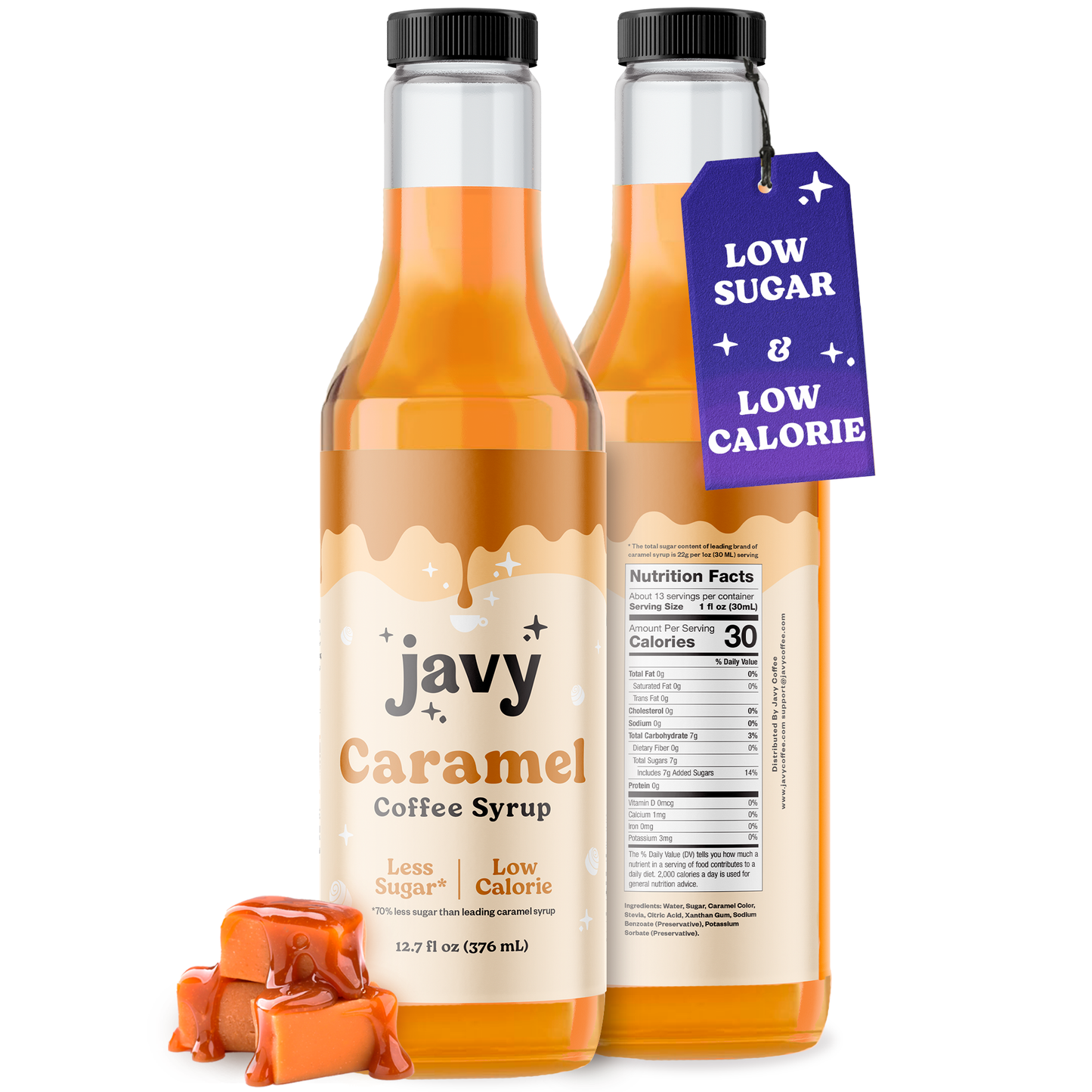 Javy Premium Caramel Coffee Syrup, Low Calorie – Low Sugar