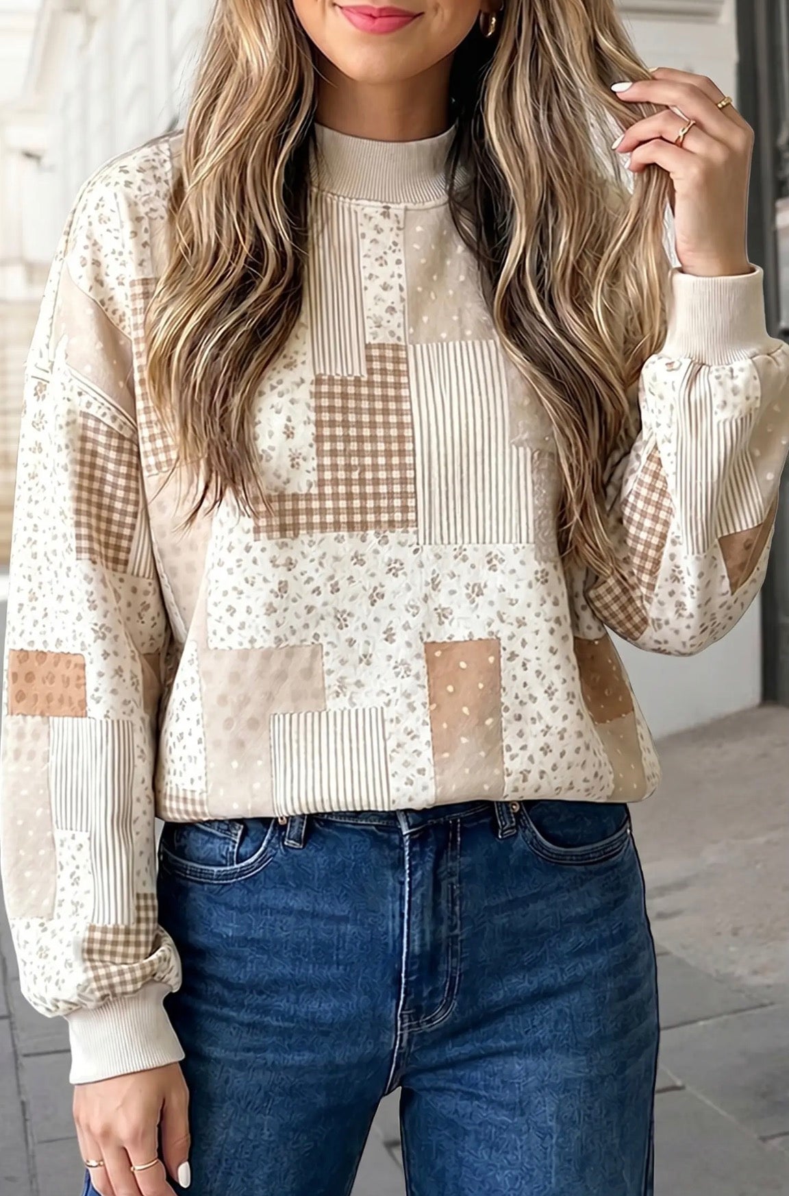 Floral Mock Neck
