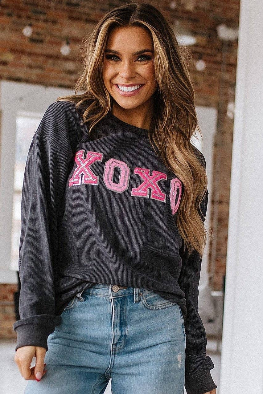 XOXO Cord Oversized Sweatshirt