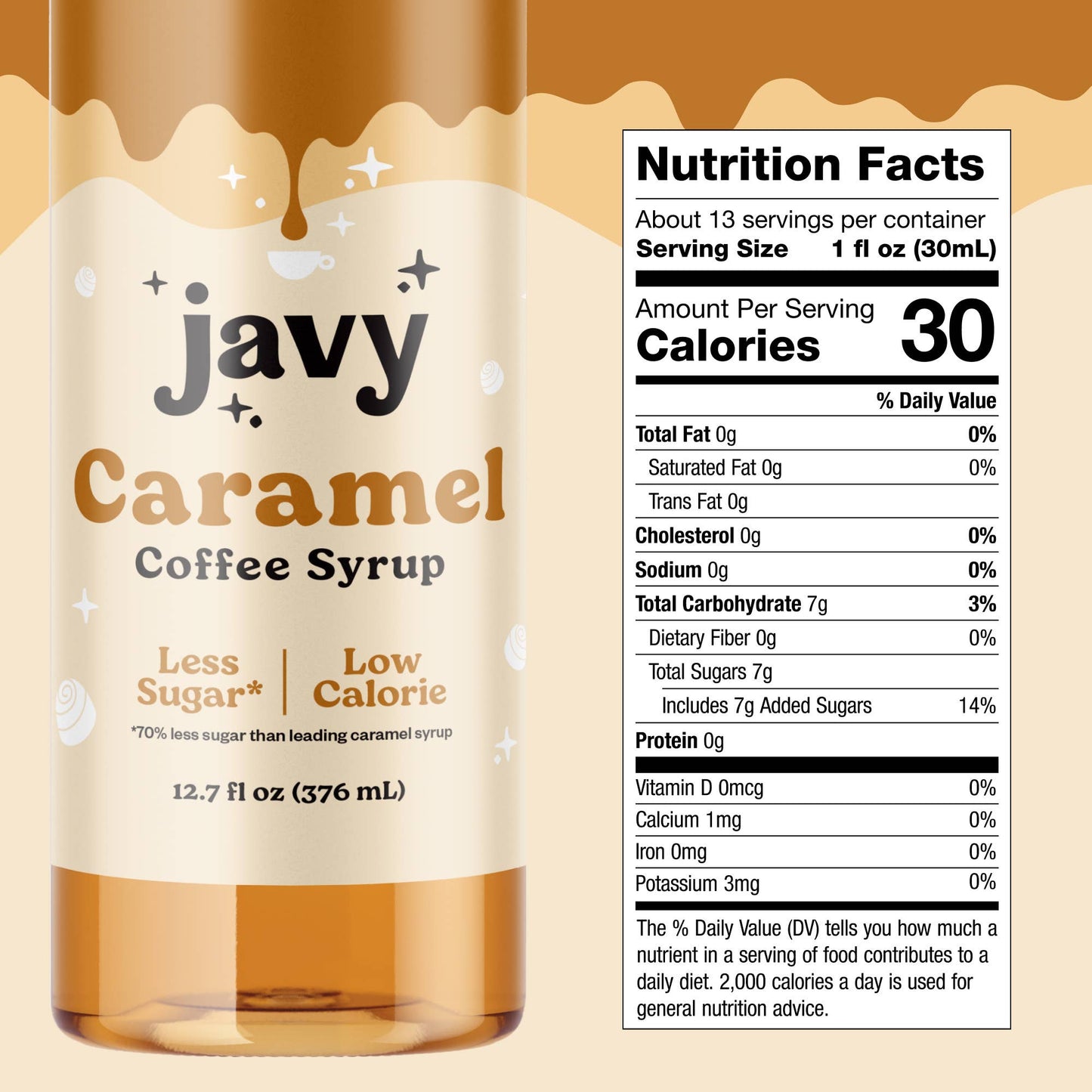 Javy Premium Caramel Coffee Syrup, Low Calorie – Low Sugar