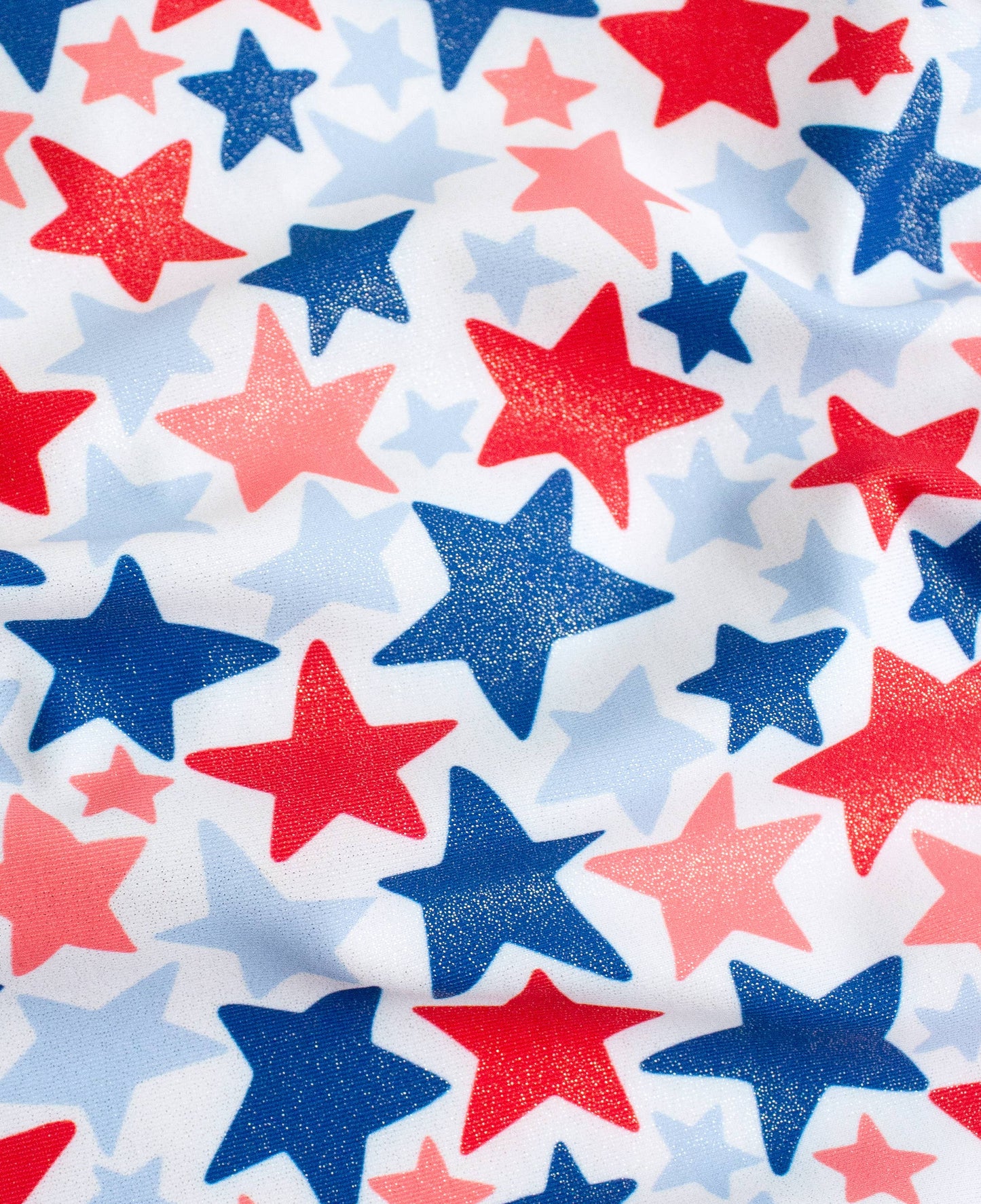 Girls Shimmer Star-Spangled Classic Short Sleeve Rash Guard 2-Piece Swimsuit with Signature Rear Ruffles