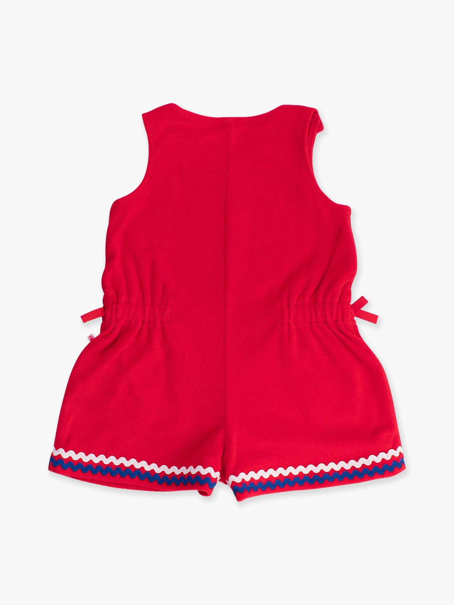 Girls Vintage Red Terry Cover-Up Romper