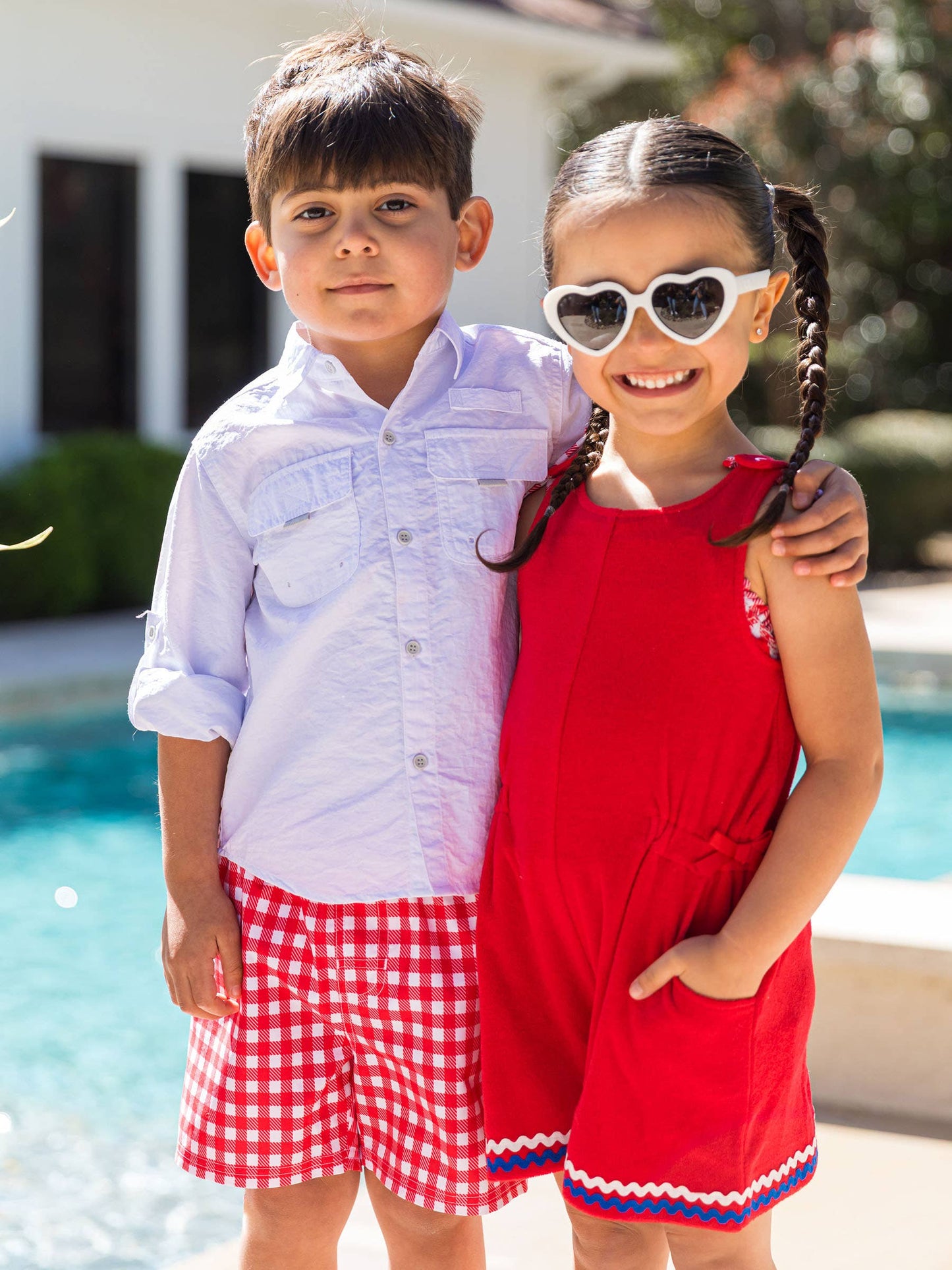 Girls Vintage Red Terry Cover-Up Romper