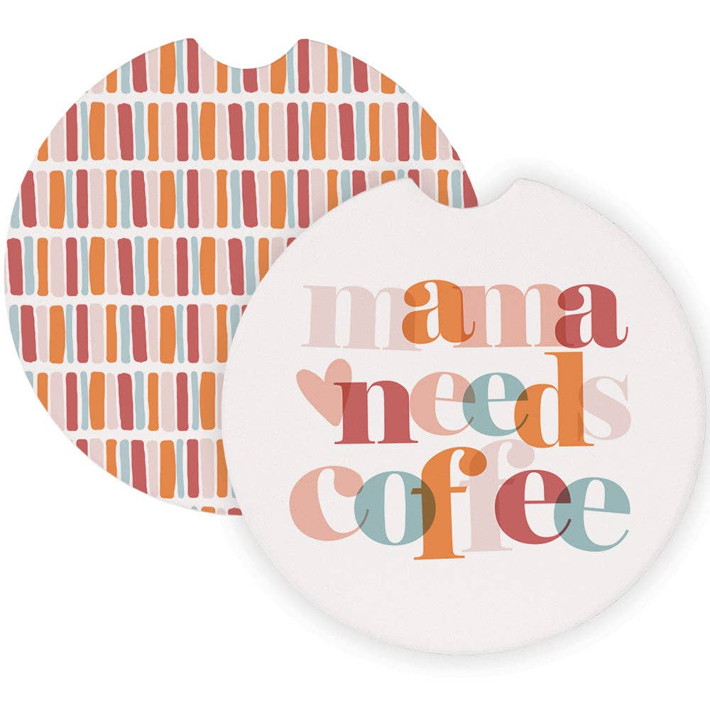 Mama Coffee Stripes - Car Coasters
