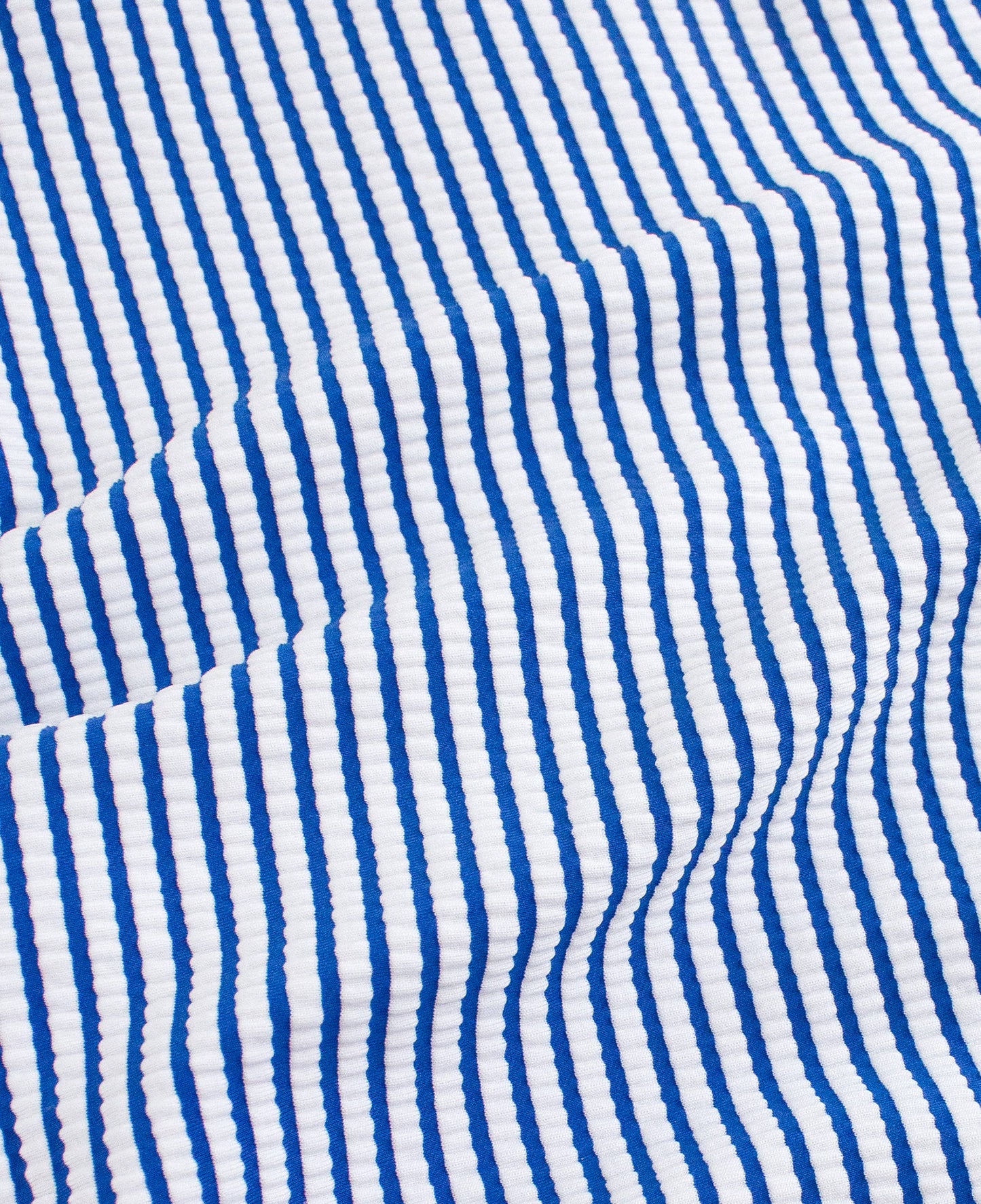 Baby Girls Blue Seersucker Long Sleeve One Piece Rash Guard Swimsuit with Signature Rear Ruffles