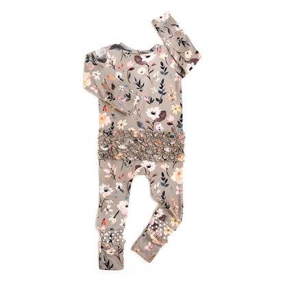 Tatum RUFFLE ZIP Bamboo One Piece Floral Baby Clothing
