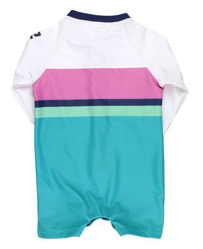 Baby Boys Aqua Color Block Long Sleeve One Piece Rash Guard