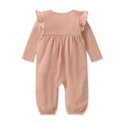 Ribbed Pointelle Baby Girl Jumpsuit