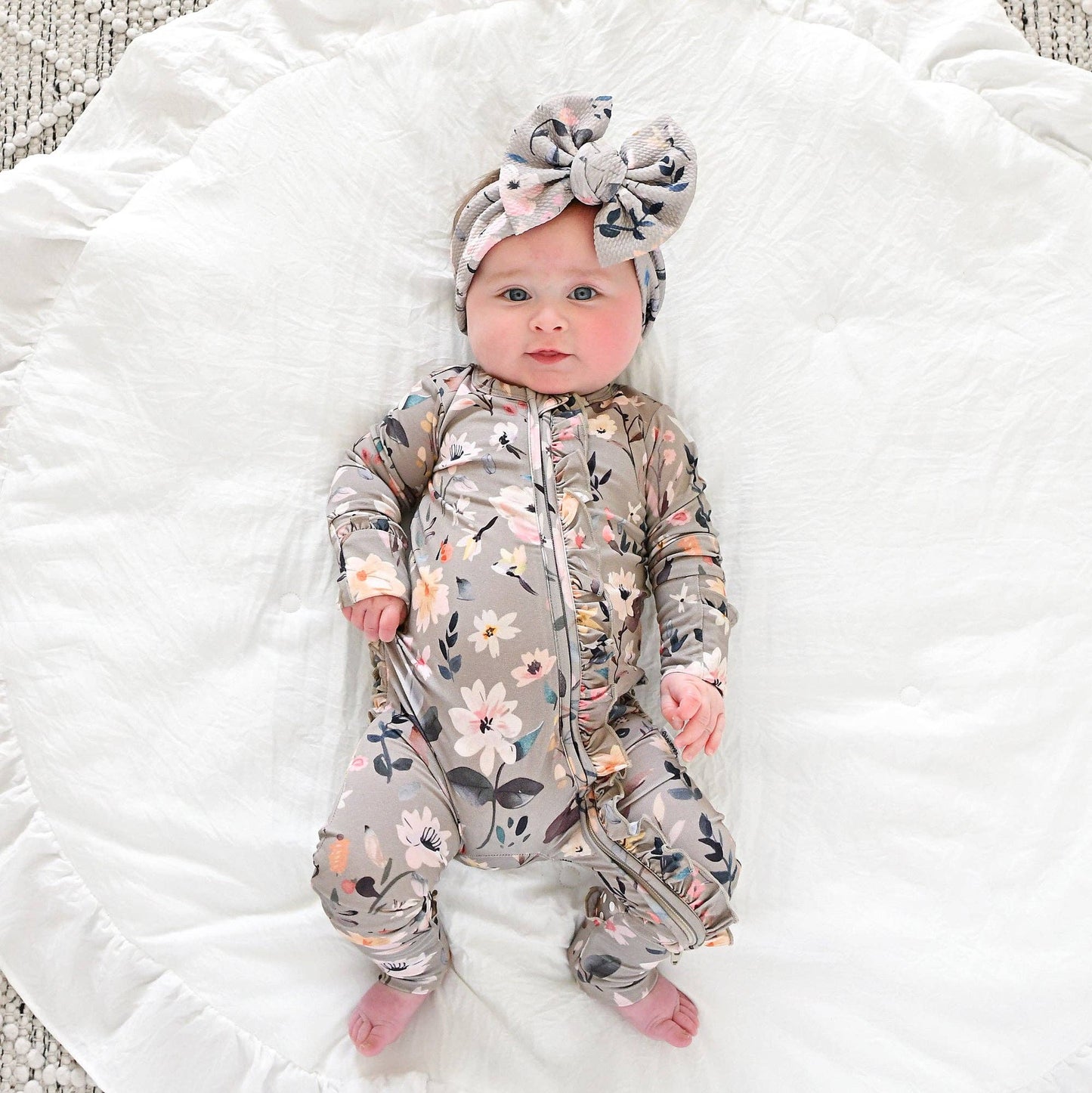 Tatum RUFFLE ZIP Bamboo One Piece Floral Baby Clothing