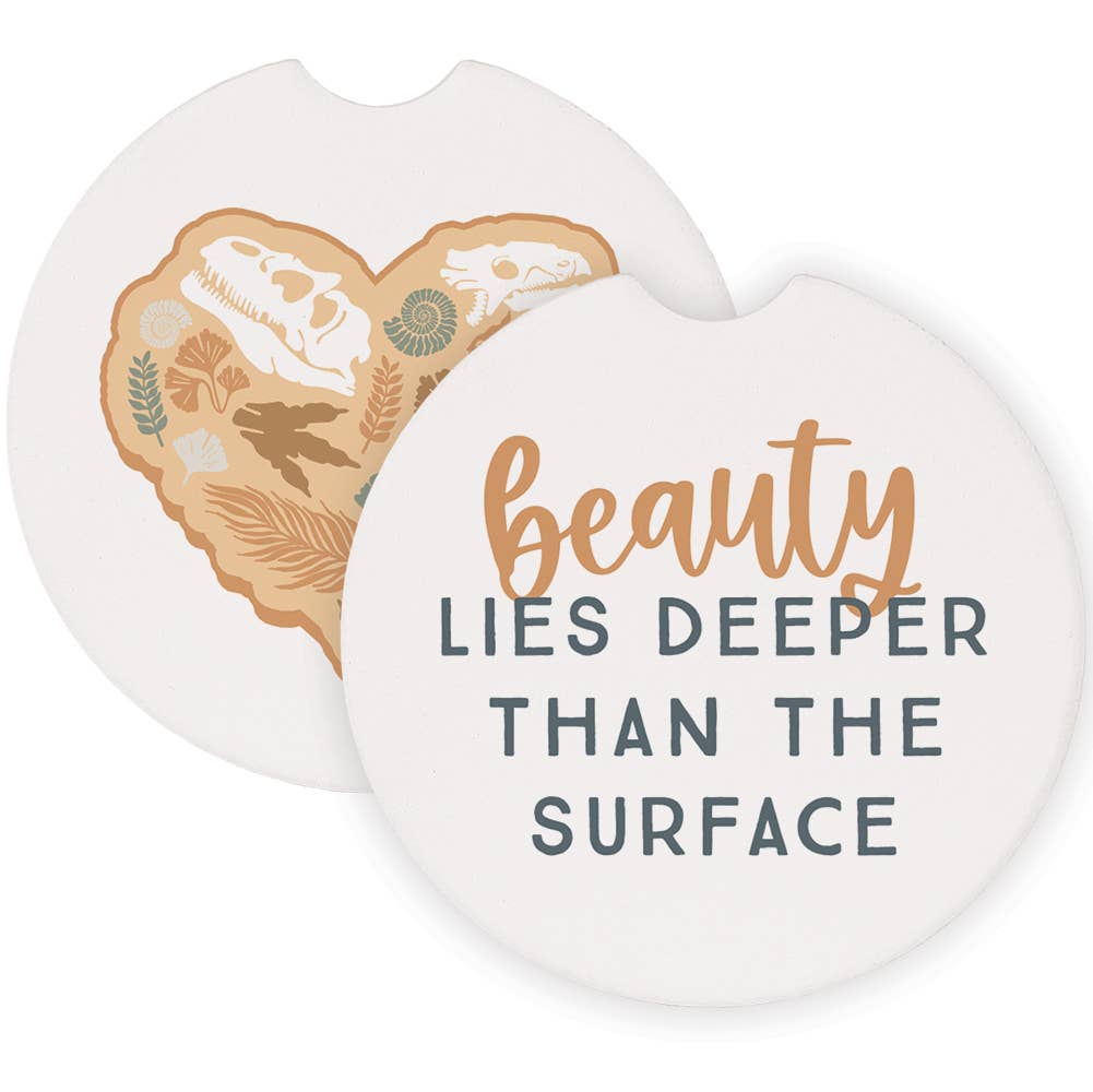 Beauty Lies Fossil Heart - Car Coasters