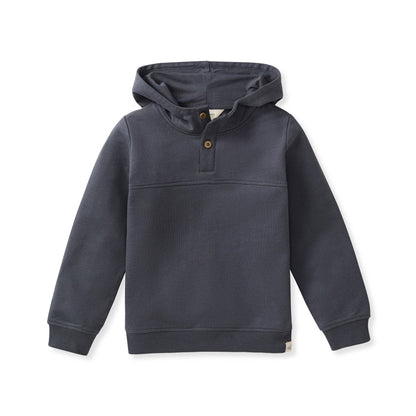 Button Placket Organic Cotton Hoodie