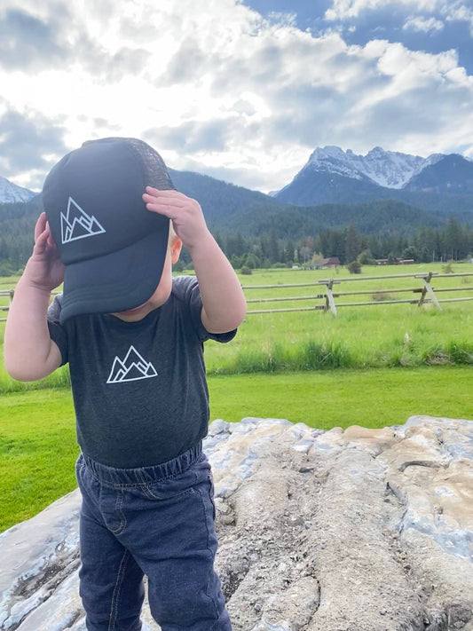 Kids Logo Trucker Hat: Black