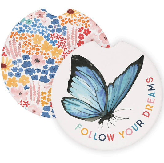 Dreams Butterfly Florals - Car Coasters