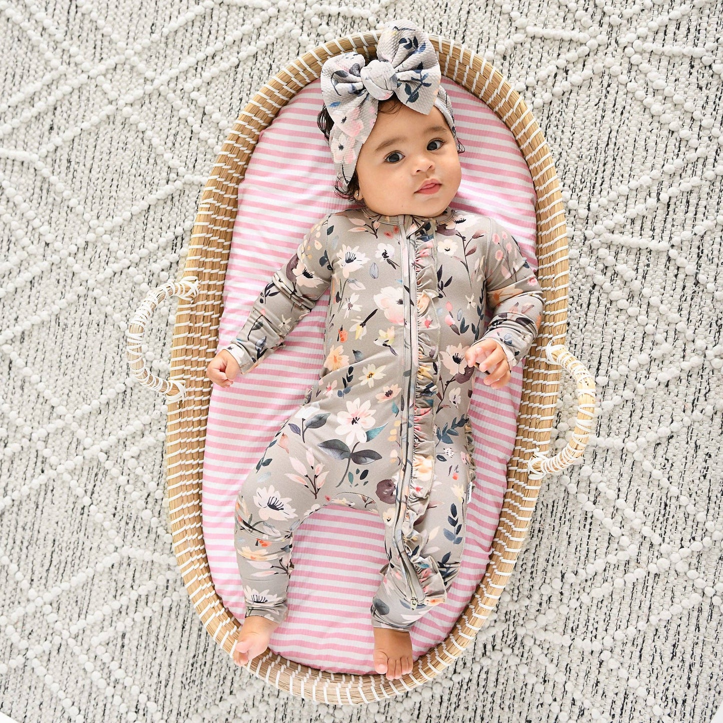 Tatum RUFFLE ZIP Bamboo One Piece Floral Baby Clothing