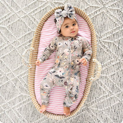 Tatum RUFFLE ZIP Bamboo One Piece Floral Baby Clothing