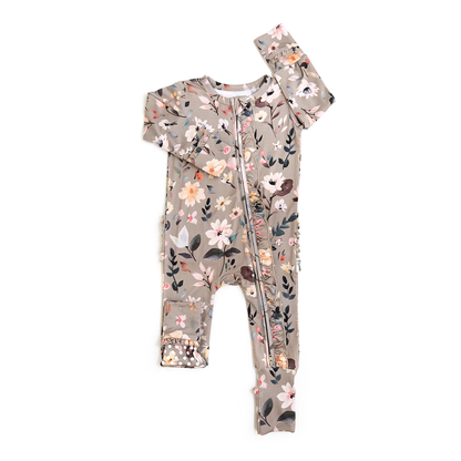 Tatum RUFFLE ZIP Bamboo One Piece Floral Baby Clothing