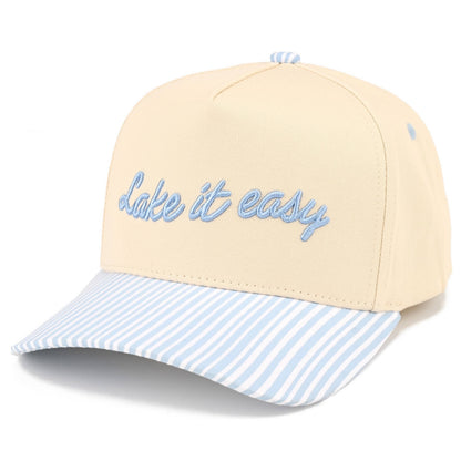 LAKE IT EASY Letter Embroidered Two Tone Trucker Hat