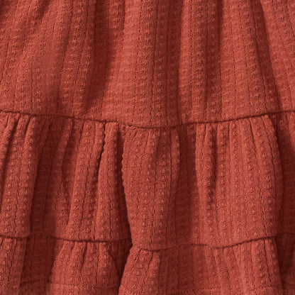 Dotted Rib Organic Cotton Dress - Sequoia Bark Red