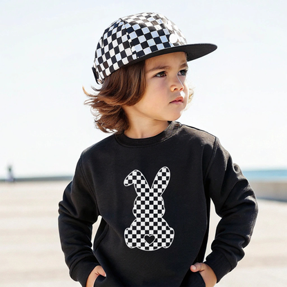 Checkered Bunny | Kids Easter Sweatshirt