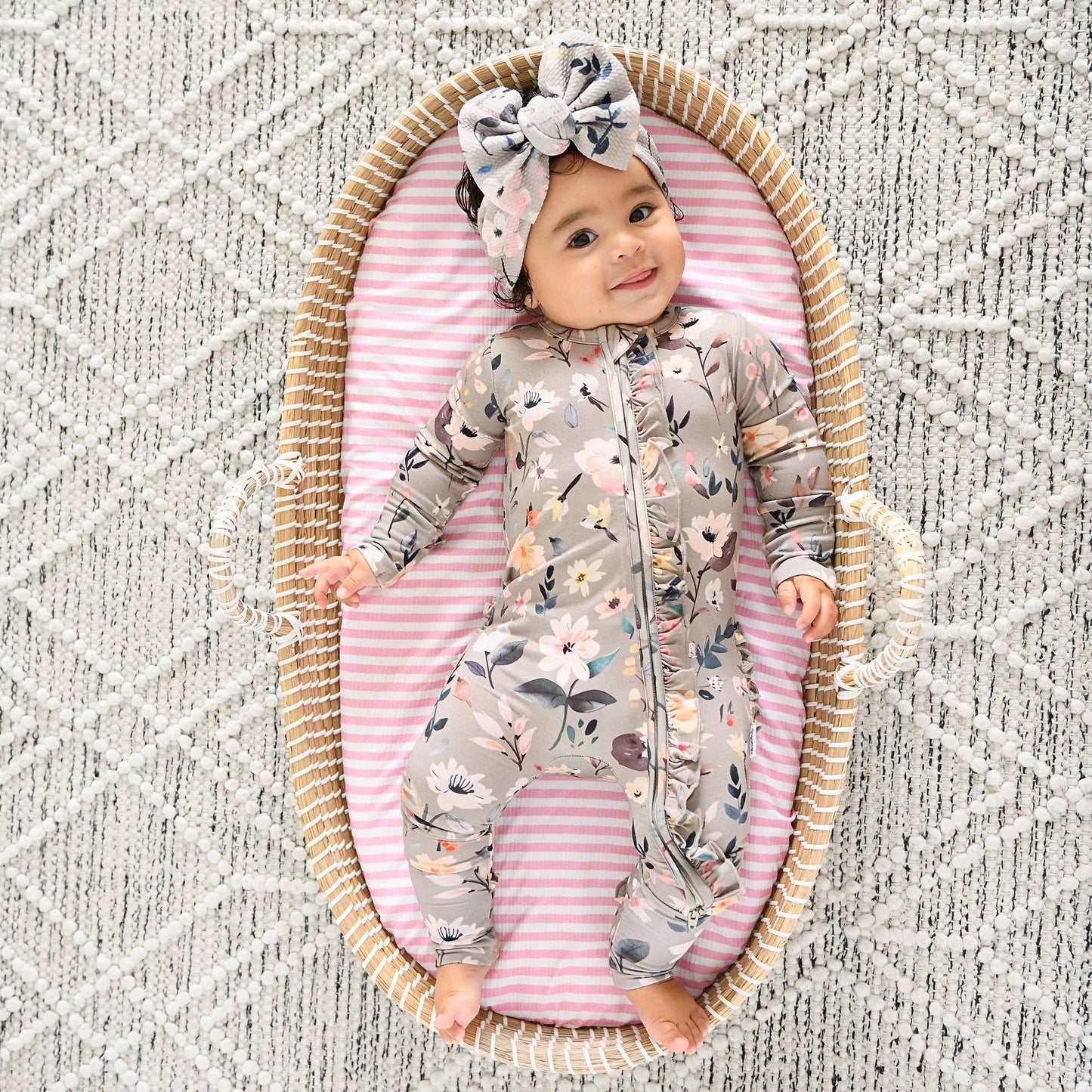 Tatum RUFFLE ZIP Bamboo One Piece Floral Baby Clothing