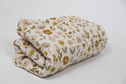 Organic Cotton Daisy Meadow Muslin Quilt | Baby Quilt 