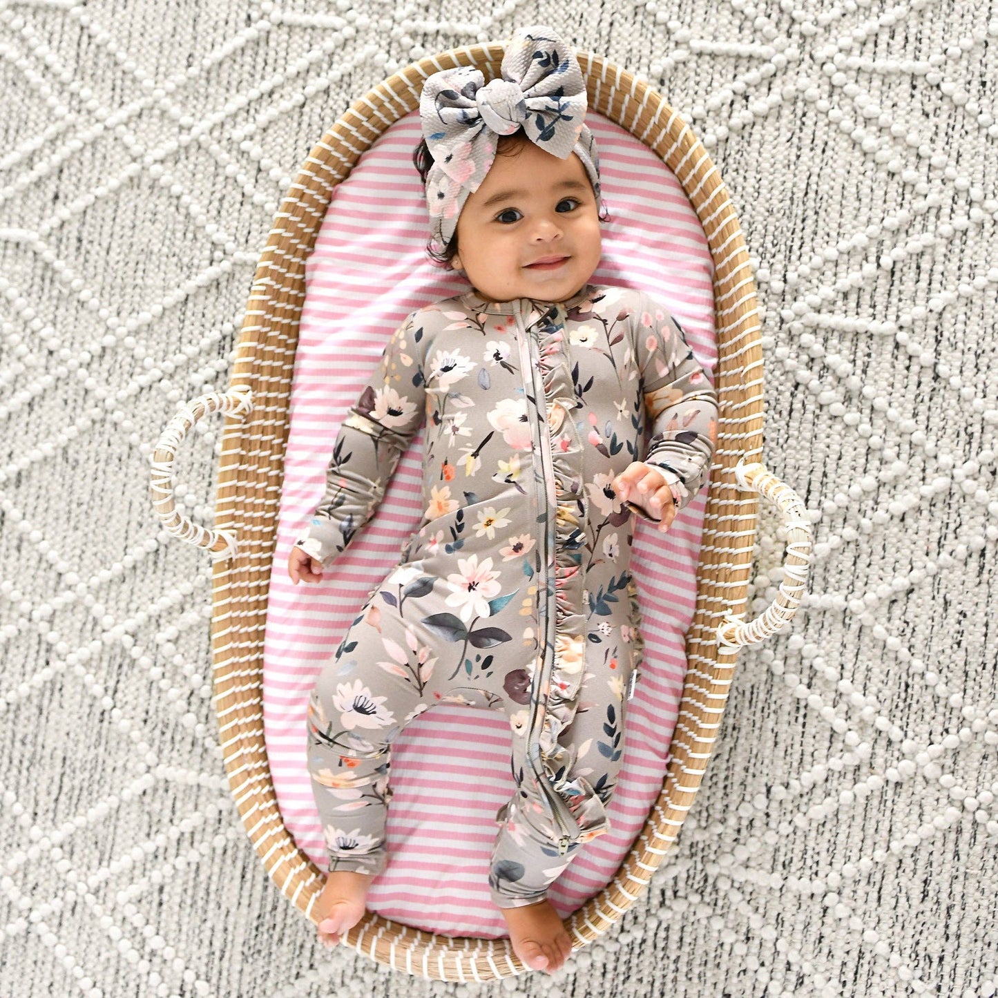 Tatum RUFFLE ZIP Bamboo One Piece Floral Baby Clothing