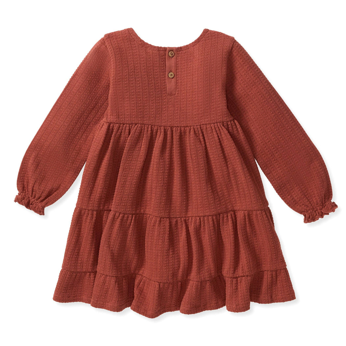 Dotted Rib Organic Cotton Dress - Sequoia Bark Red