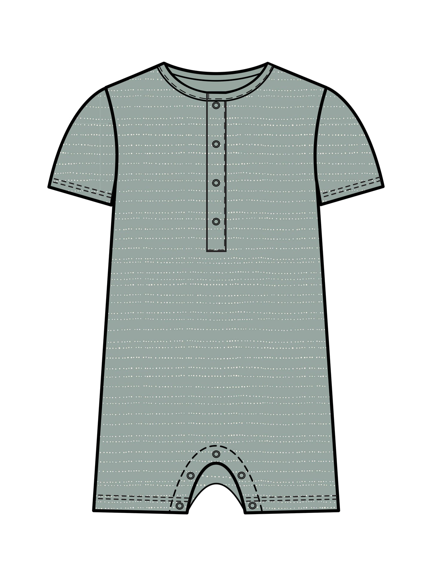 Organic Baby Short Sleeve Romper - Pebble / Jade