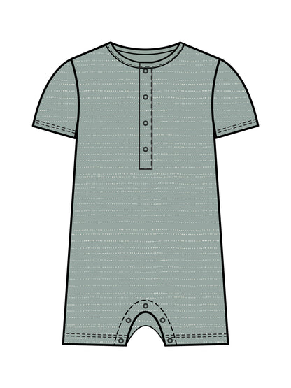 Organic Baby Short Sleeve Romper - Pebble / Jade