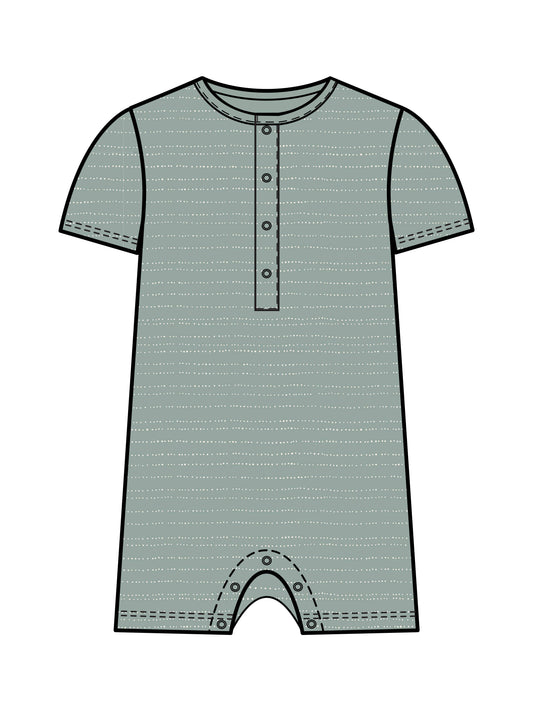 Organic Baby Short Sleeve Romper - Pebble / Jade