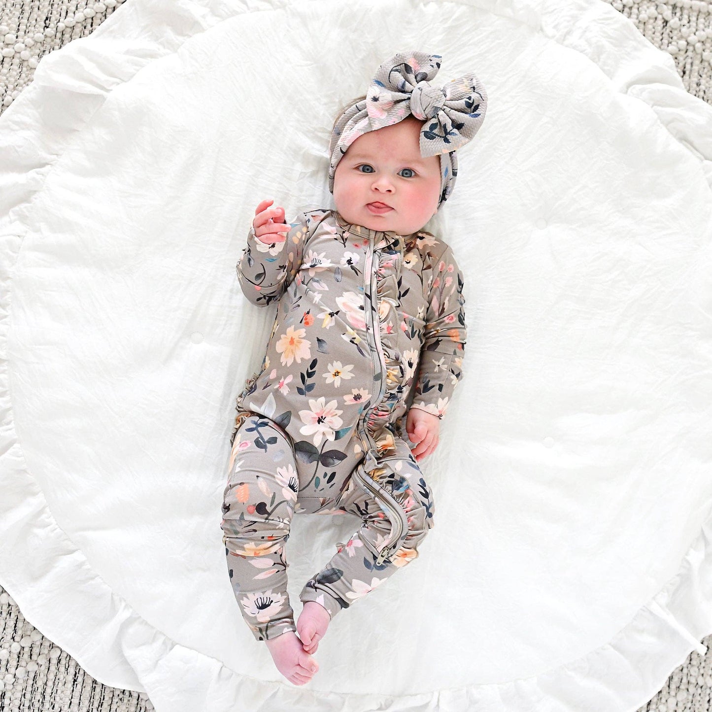 Tatum RUFFLE ZIP Bamboo One Piece Floral Baby Clothing