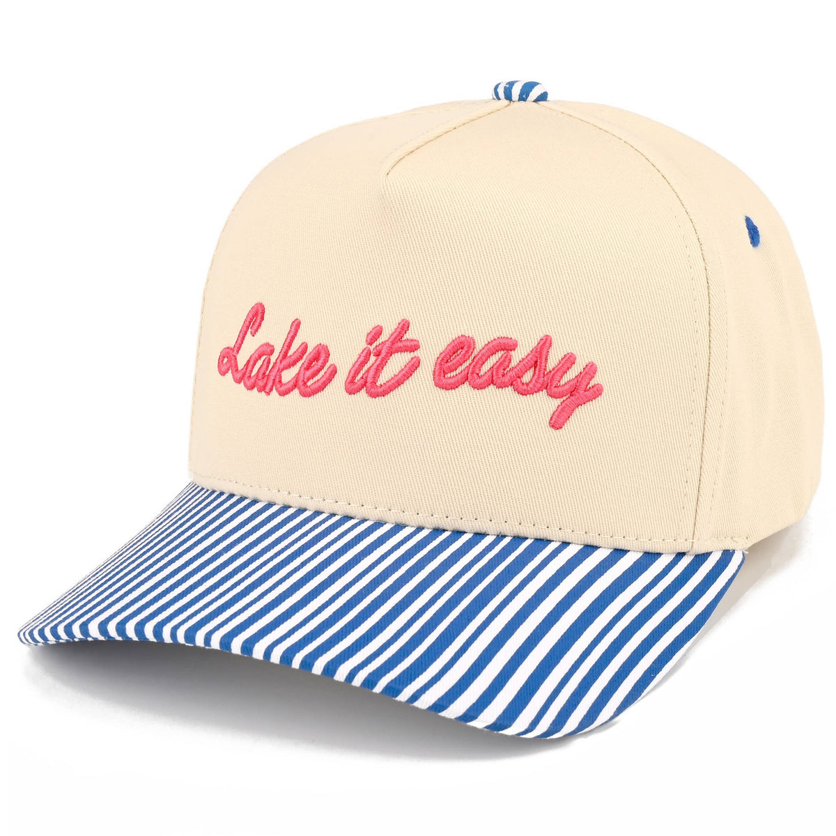 LAKE IT EASY Letter Embroidered Two Tone Trucker Hat