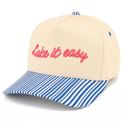 LAKE IT EASY Letter Embroidered Two Tone Trucker Hat