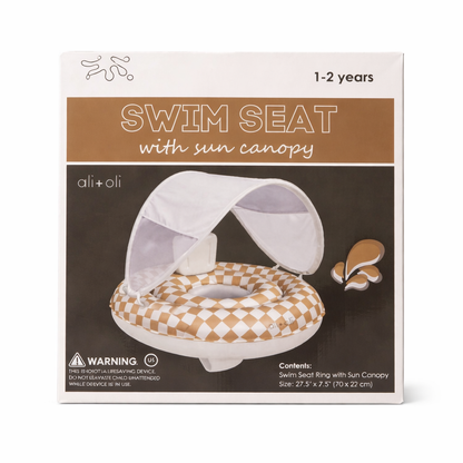 Baby Swim Seat with Sun Canopy (Tan Checkers)